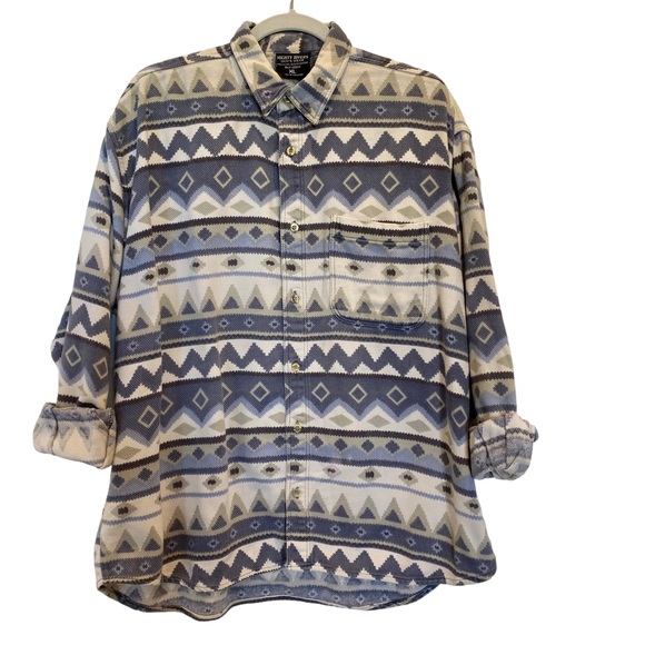 Vintage Other - Vintage Mighty Rivers Mens Aztec Southwestern Button Down Cotton Shirt XL